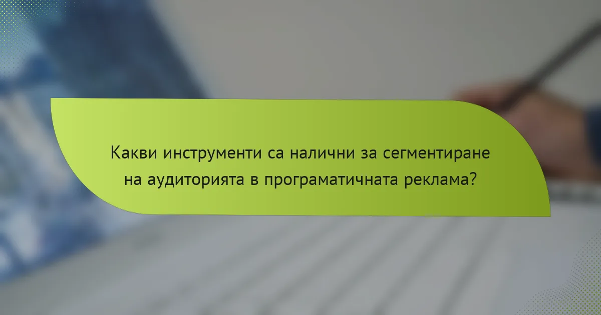 Какви инструменти са налични за сегментиране на аудиторията в програматичната реклама?