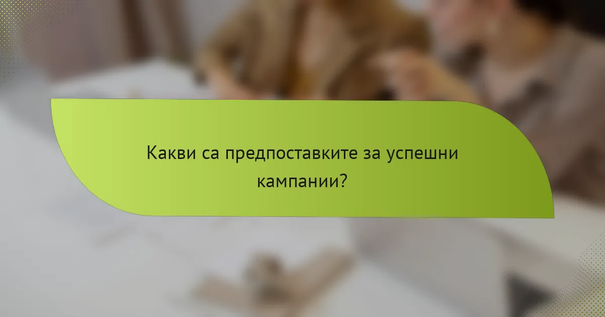 Какви са предпоставките за успешни кампании?